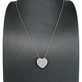 18k White Gold Diamond Pave Heart Necklace 1.00TCW