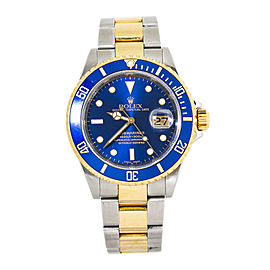 Rolex Submariner 16613 T Rehaut Engrave18K TwoTone Blue Dial Watch 40mm 2008