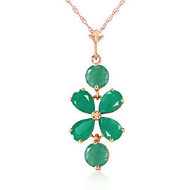 3.15 CTW 14K Solid Rose Gold Petals Emerald Necklace