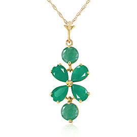 3.15 CTW 14K Solid Gold Spring Overflow Emerald Necklace