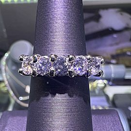 14k White Gold 5 Stone Diamond Band Ring Aprox 1.25 TCW