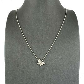 18k White Gold Diamond Butterfly Pendant Ladies Necklace .25 TCW