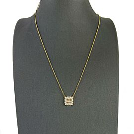 18k Yellow Gold Diamond Square Pendant Necklace .59 TCW