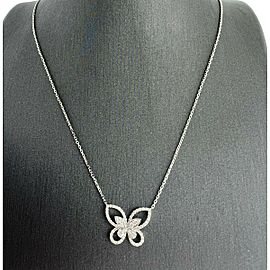 18k White Gold Diamond Butterfly Pendant Ladies Necklace .46 TCW