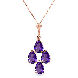 1.5 CTW 14K Solid Rose Gold Pyramid Amethyst Necklace