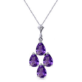 1.5 CTW 14K Solid White Gold Surreal Love Amethyst Necklace