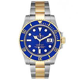 Rolex Submariner 16803 Converted Mens Automatic Watch Blue Dial Two Tone 40mm