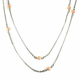 Chopard 18k White Gold Coral Beads Sautoir Long Chain Necklace w/Cert.