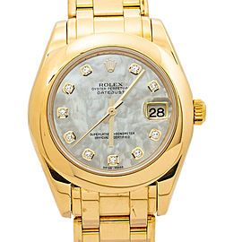 Rolex Date 81208 18K Yellow Factory MOP Diamond Dial Automatic Lady's Watch 34m