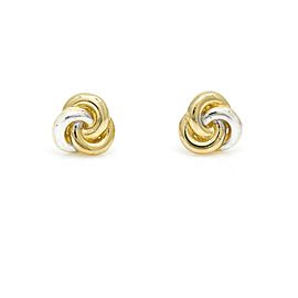 Women's Small Knot Stud Earrings in 14k White and Yellow Gold