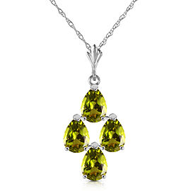 2.25 CTW 14K Solid White Gold Extended Presence Peridot Necklace