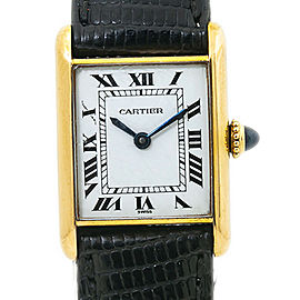 Cartier Tank Louis Manual Winding Ladies Watch 18K Gold White Dial 18x25mm