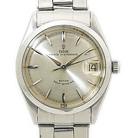 Tudor Prince Oyster Date 7966 Rivet Mens Automatic Watch Silver Dial 34mm