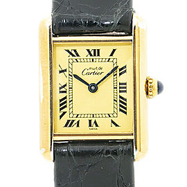 Cartier Tank Vermeil 5057001 Womens Quartz Watch Gold Plated Ivory Dial 21x28mm