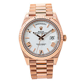 Rolex Day-Date 18K Everose Gold White Roman Dial 2019 Aug Automatic 40mm