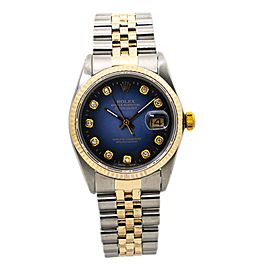 Rolex Datejust Jubilee TwoTone Men Automatic Watch Diamond Blue Dial 36mm