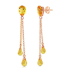 14K Solid Rose Gold Chandelier Earrings with Citrines