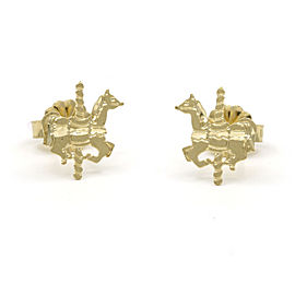 Girls Corousel Horse Stud Earrings in 14k Yellow Gold