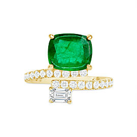 2.69 CT Zambian Emerald & 0.90 CT Diamonds in 14K Yellow Gold Engagement Ring