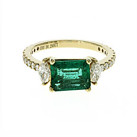 1.61 CT Zambian Emerald & 0.67 CT Diamonds in 14K Yellow Gold Engagement Ring