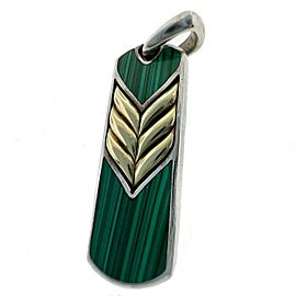 David Yurman Chevron Collection 18kYG/Sterling Silver Malachite Dog Tag Pendant