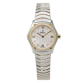 Ebel Classic Wave 18k TwoTone Lady Watch Factory Diamond MOP Dial 24mm