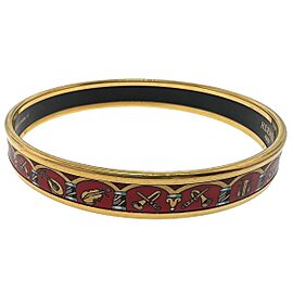 Hermes Red Emayle Metal Cloisonne Musical Instrument Bangle