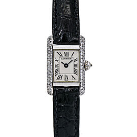 Cartier Tank Quartz Factory Diamond 18K White Gold Ladies Watch