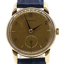 Vintage HAMILTON 14k Yellow Gold Manual Wind Round 30mm Mens Watch