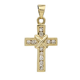 Diamond Cross Pendant in 14k Yellow Gold Small