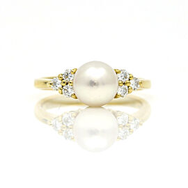 Women's 7.5mm Pearl and Diamond Ring