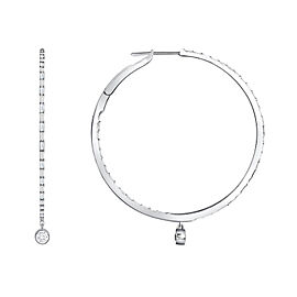 1.32 CT Diamonds in 18K White Gold 40 mm Height Hoop Earrings