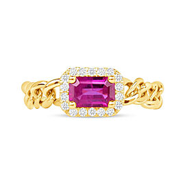 Ruby & 0.11 CT Diamonds in 14K Yellow Gold Band Ring