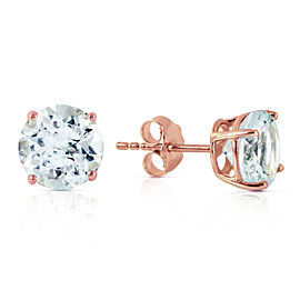 3.1 CTW 14K Solid Rose Gold Anna Aquamarine Stud Earrings