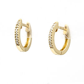 Women's Minimalist Small Diamond Hoop Earrings in 14k Yellow Gold