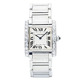 Cartier Tank Francaise Stainless Steel Diamond Bezel Quartz Watch