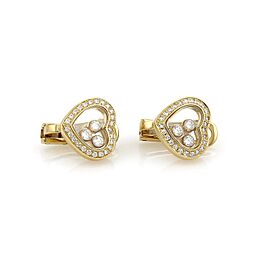 Chopard Happy Diamond 18k Yellow Gold Heart Clip On Non Pierced Earrings