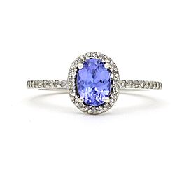 Women's Tanzanite Diamond Cocktail Ring in 14k White Gold