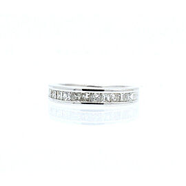 14K WHITE GOLD BAND PRINCESS CUT .75ct DIAMONDS LADIES RING SIZE 5.5