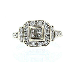 14K WHITE GOLD PRINCESS CUT INVISIBLE SET DIAMONDS LADIES RING SIZE 6.75