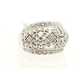 14K WHITE GOLD DOME COCKTAIL DIAMOND LADIES RING