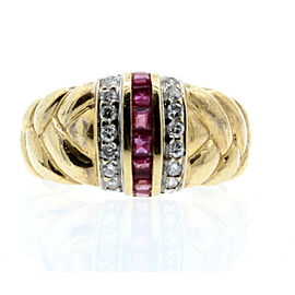 14K YELLOW GOLD LADIES RUBY / DIAMONDS RING SIZE 6.5