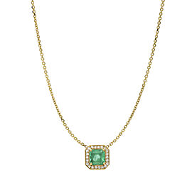 Jennifer Rivera Gema Emerald Diamond Necklace in 18k Yellow Gold