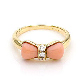 Van Cleef & Arpels Coral & Diamond Yellow Gold Bow Ring