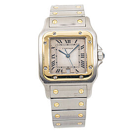 Cartier Santos Two Tone Roman Blue Hands Quartz Unisex Watch