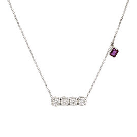 Jennifer Rivera Minimo Four Diamond Bar Necklace with Ruby in