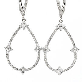 Women's Delicate Open Drop Dangle Diamond Earrings in 14k White Gold