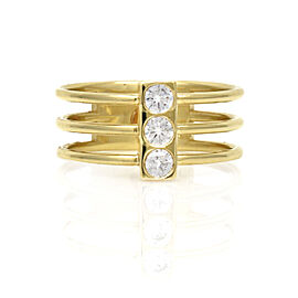 Jennifer Rivera Minimo Diamond Bar Three-Band Ring in 18k Yellow Gold