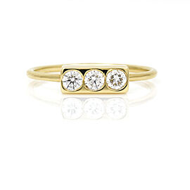 Jennifer Rivera Minimo Diamond Bar Ring in 18k Yellow Gold