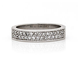 Women's Pave Diamond Ring in 18k White Gold Half-Eternity Band